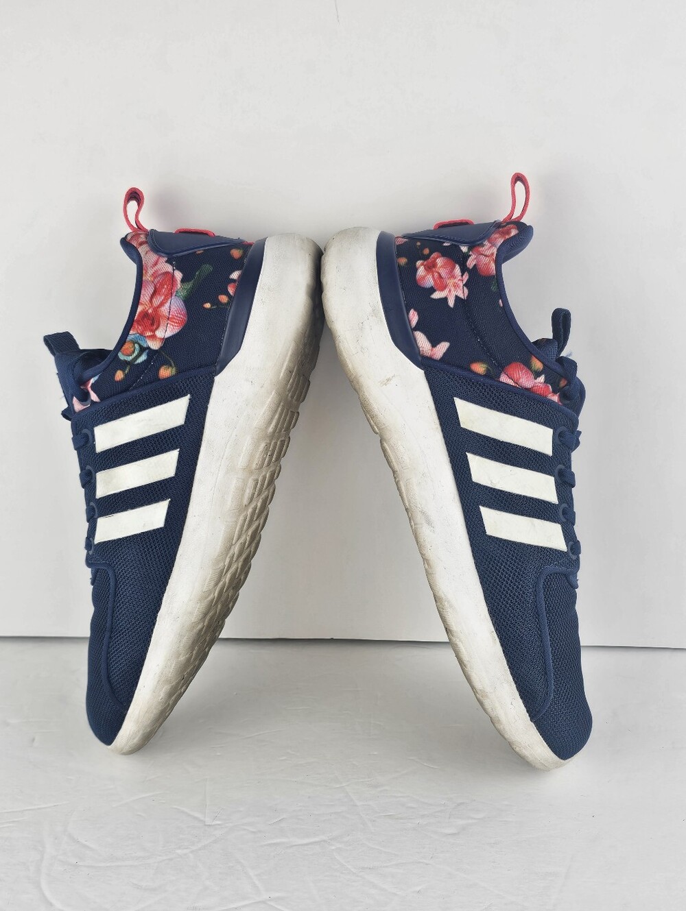 Adidas Cloudfoam Lite Racer Blue & Floral 8.5 Workout Running Gym Casual GUC - Picture 8 of 8